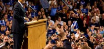 President Obama address a Buffalo crowd