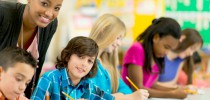 Elementary school students in their classroom.